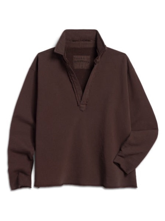 Frank & Eileen Tops - NWOT FRANK AND EILEEN PATRICK POPOVER HENLEY IN TRIPLE FLEECE COCO BROWN size L